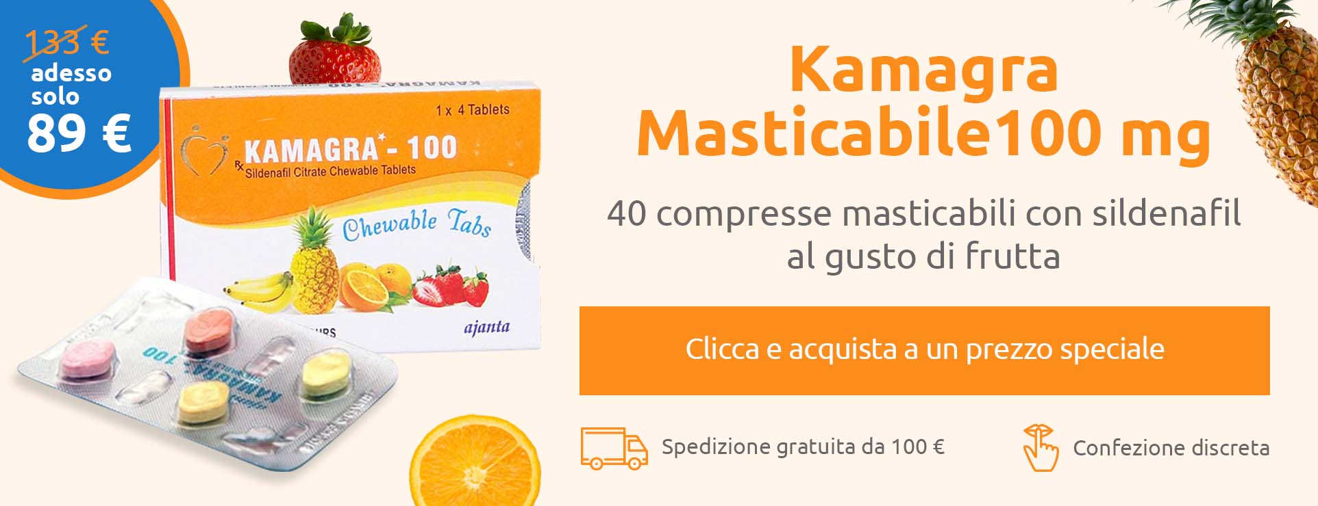 Kamagra Masticabile 100 mg Sildenafil– offerta speciale