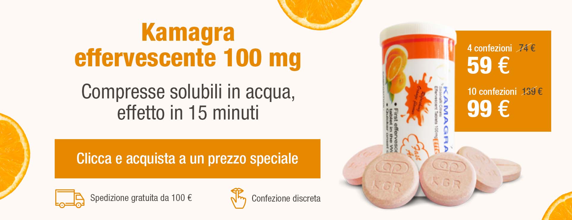 Kamagra effervescente 100mg Sildenafil – offerta speciale