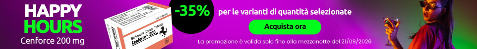 Banner promozionale Happy Hours con Cenforce 200 mg, sconto del 35%