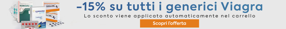 Banner promozionale con sconto del 15% sui generici Viagra